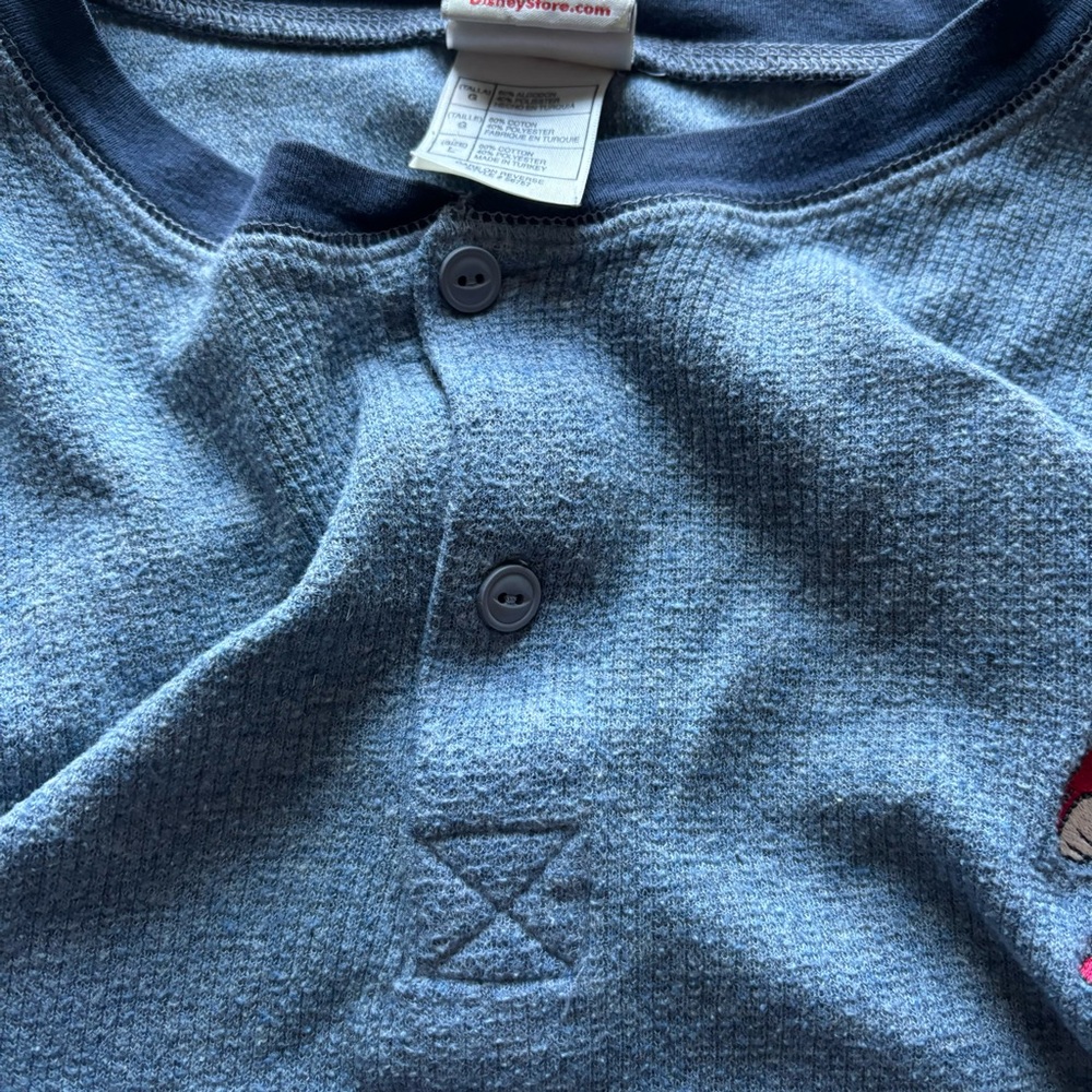 Vintage blue waffle knit grumpy dwarf embroidered long sleeve shirt - Picture 4 of 4